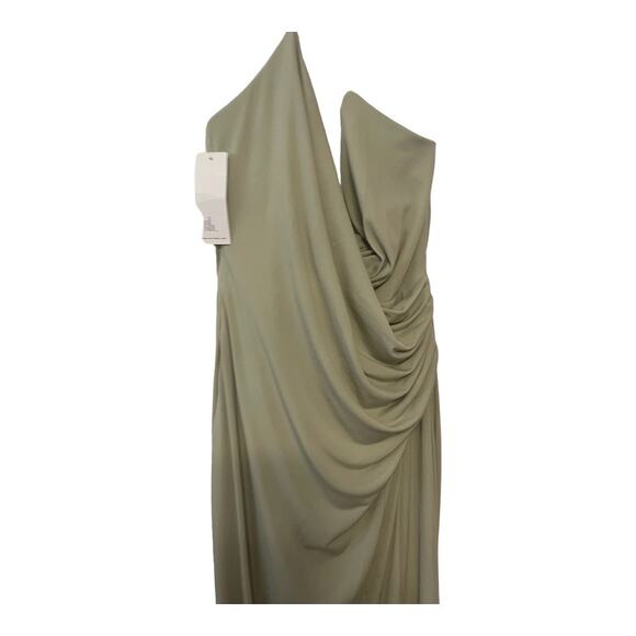 Katie May Jupiter Gown Maxi Halter Neck Ruched Jersey Side Slit Sage Size Large - Picture 7 of 16